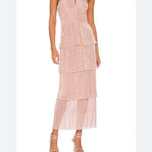 NWT Saylor Rhonda Tiered Maxi Halter Dress - Never Worn! Blush Metallic